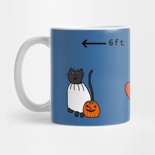 Cat and Dog Social Distancing a Halloween Horror Mug